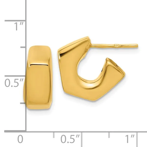 Leslie's 14K Polished Hollow J-Hoop Post Earrings Image 4 Valentine's Fine Jewelry Dallas, PA