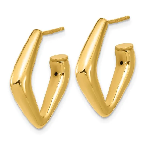 Leslie's 14K Polished Hollow J-Hoop Post Earrings Image 2 Grayson & Co. Jewelers Iron Mountain, MI