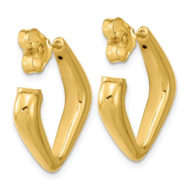 Leslie's 14K Polished Hollow J-Hoop Post Earrings Image 3 Diny's Jewelers Middleton, WI