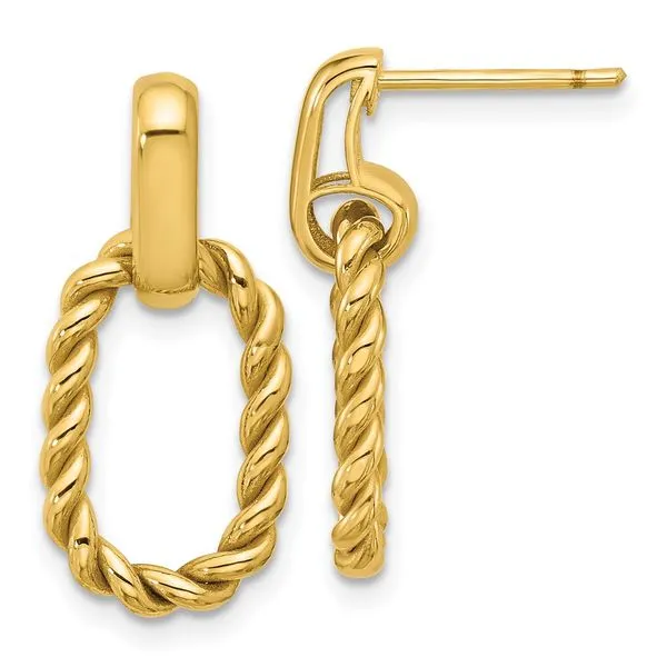 Leslie's 14K Polished and Twisted Oval Link Dangle Post Earrings Grayson & Co. Jewelers Iron Mountain, MI