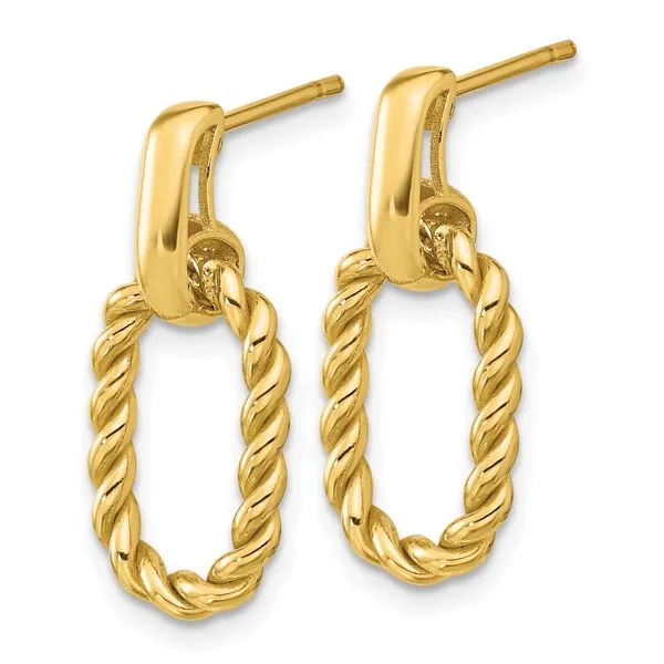 Leslie's 14K Polished and Twisted Oval Link Dangle Post Earrings Image 2 Grayson & Co. Jewelers Iron Mountain, MI