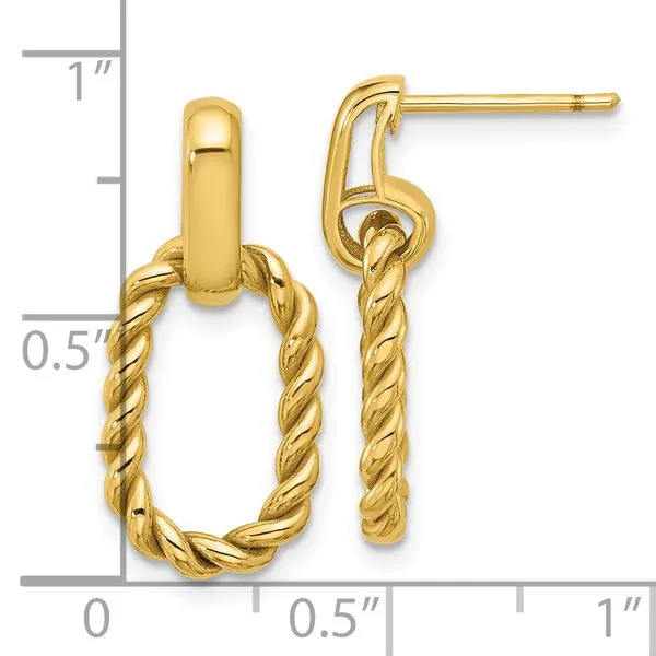 Leslie's 14K Polished and Twisted Oval Link Dangle Post Earrings Image 4 Albert's Jewelers Kingsland, GA