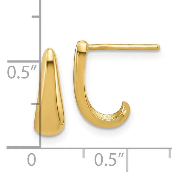 Leslie's 14K Polished J-Hoop Post Earrings Image 4 J. West Jewelers Round Rock, TX
