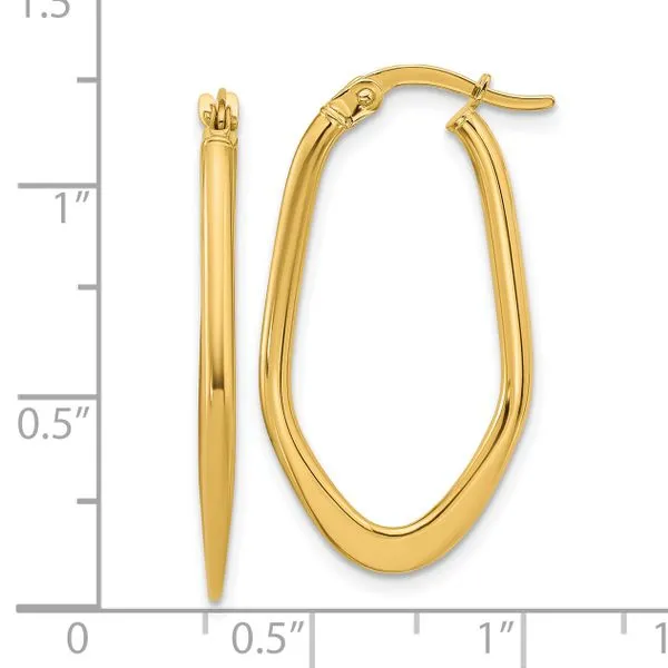 Leslie's 14K Polished Oval Hoop Earrings Image 4 Leslie E. Sandler Fine Jewelry and Gemstones rockville , MD