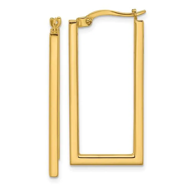 Leslie's 14K Polished Rectangle Hoop Earrings Valentine's Fine Jewelry Dallas, PA
