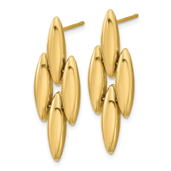 Leslie's 14K Polished Fancy Dangle Post Earrings Image 2 Grayson & Co. Jewelers Iron Mountain, MI