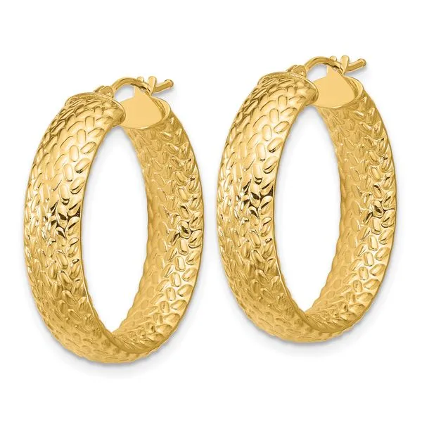 Leslie's 14K Polished Weave Design Round Hoop Earrings Image 2 Jewelry Design Studio Jensen Beach, FL