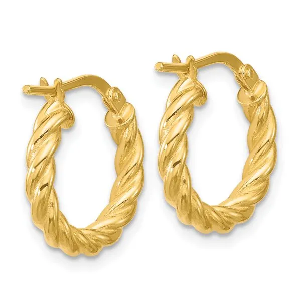 Leslie's 14K Polished and Twisted Round Hoop Earrings Image 3 Barnett Jewelers Jacksonville, FL