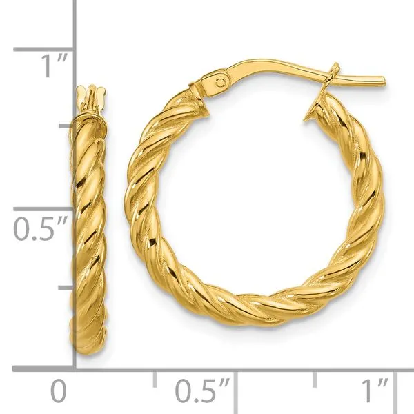 Leslie's 14K Polished and Twisted Round Hoop Earrings Image 4 Grayson & Co. Jewelers Iron Mountain, MI
