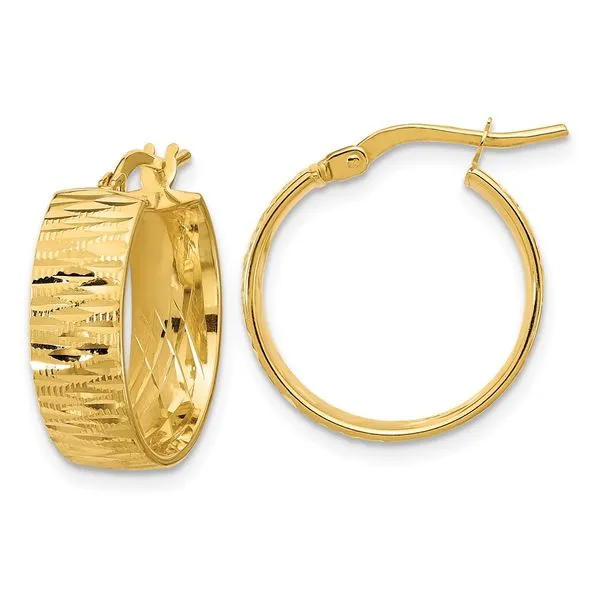 Leslie's 14K Polished and Diamond-cut Round Hoop Earrings Grayson & Co. Jewelers Iron Mountain, MI