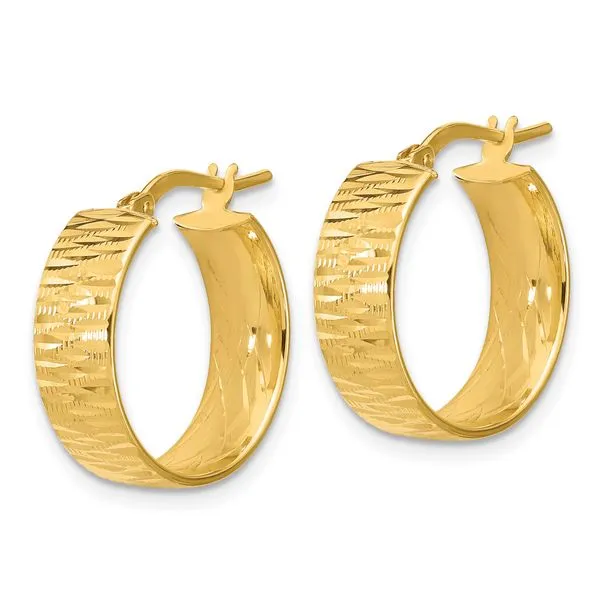 Leslie's 14K Polished and Diamond-cut Round Hoop Earrings Image 2 G.G. Gems, Inc. Scottsdale, AZ