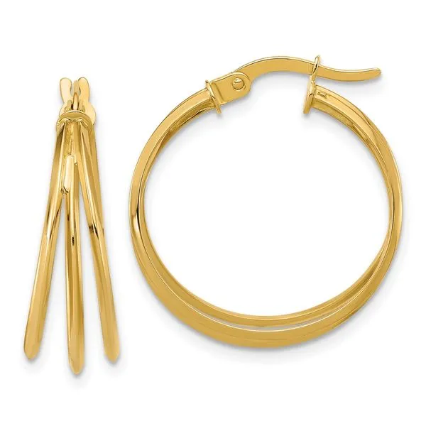 Leslie's 14K Polished 3-row Round Hoop Earrings Diny's Jewelers Middleton, WI