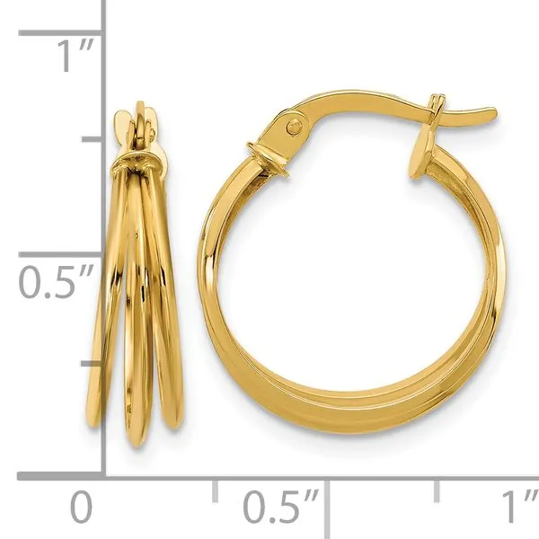 Leslie's 14K Polished 3-row Round Hoop Earrings Image 4 Arlene's Fine Jewelry Vidalia, GA