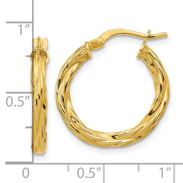 Leslie's 14K Polished Twisted Round Hoop Earrings Image 4 J. Garett Jewelers Wilmington, NC