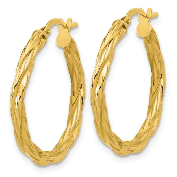 Leslie's 14K Polished Twisted Round Hoop Earrings Image 2 Valentine's Fine Jewelry Dallas, PA