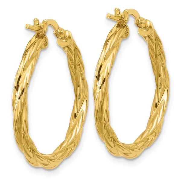 Leslie's 14K Polished Twisted Round Hoop Earrings Image 3 J. Morgan Ltd., Inc. Grand Haven, MI