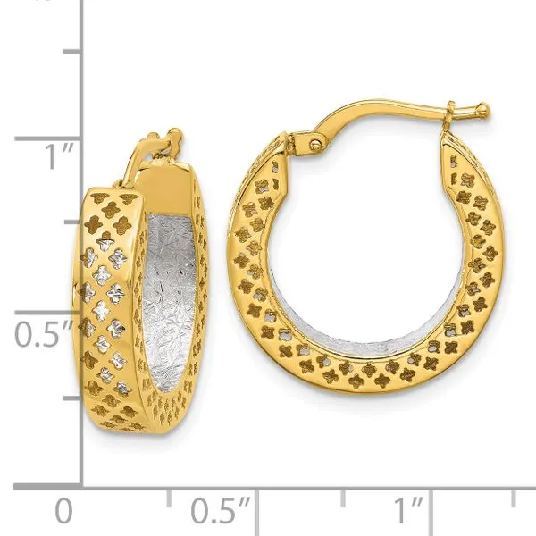 Leslie's 14K Two-tone Polished and Diamond-cut Hoop Earrings Image 4 Spath Jewelers Bartow, FL