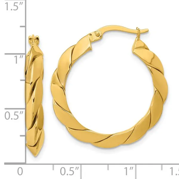 Leslie's 14K Polished and Grooved Fancy Hoop Earrings Image 4 Atlanta West Jewelry Douglasville, GA