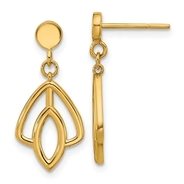 Leslie's 14K Polished Floral Dangle Post Earrings Leslie E. Sandler Fine Jewelry and Gemstones rockville , MD