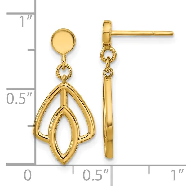 Leslie's 14K Polished Floral Dangle Post Earrings Image 4 Leslie E. Sandler Fine Jewelry and Gemstones rockville , MD