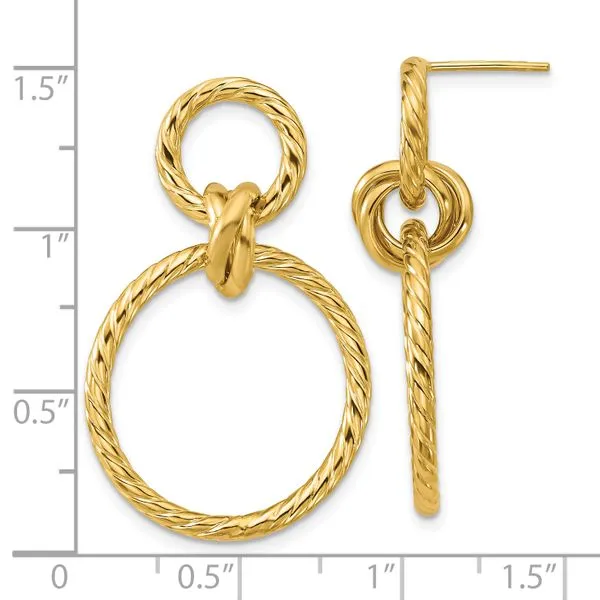 Leslie's 14K Polished and Twisted Circles Dangle Post Earrings Image 4 Gaines Jewelry FLINT, MI
