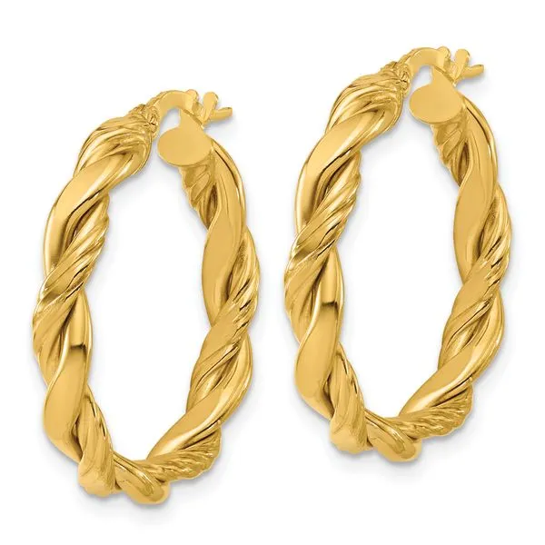 Leslie's 14K Polished and Twisted Round Hoop Earrings Image 2 Gaines Jewelry FLINT, MI
