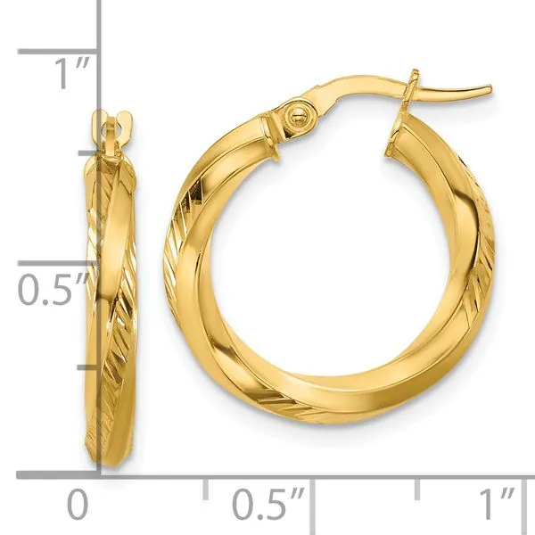 Leslie's 14K Polished and Diamond-cut Round Hoop Earrings Image 4 Grayson & Co. Jewelers Iron Mountain, MI