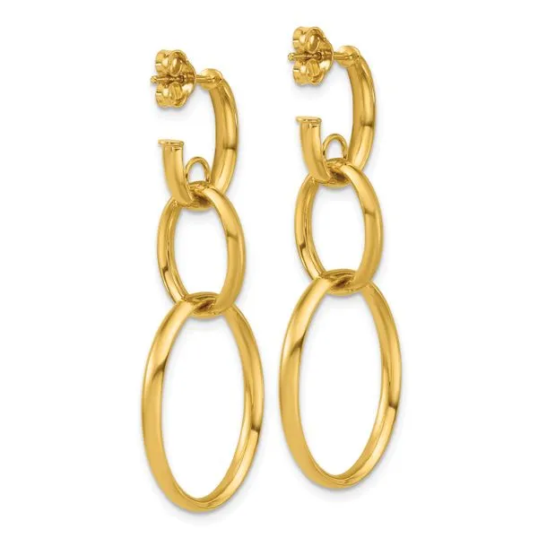 Leslie's 14K Polished Oval Link Post Earrings Image 3 Thomas A. Davis Jewelers Holland, MI