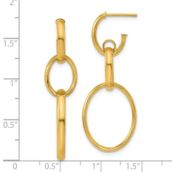 Leslie's 14K Polished Oval Link Post Earrings Image 4 Thomas A. Davis Jewelers Holland, MI