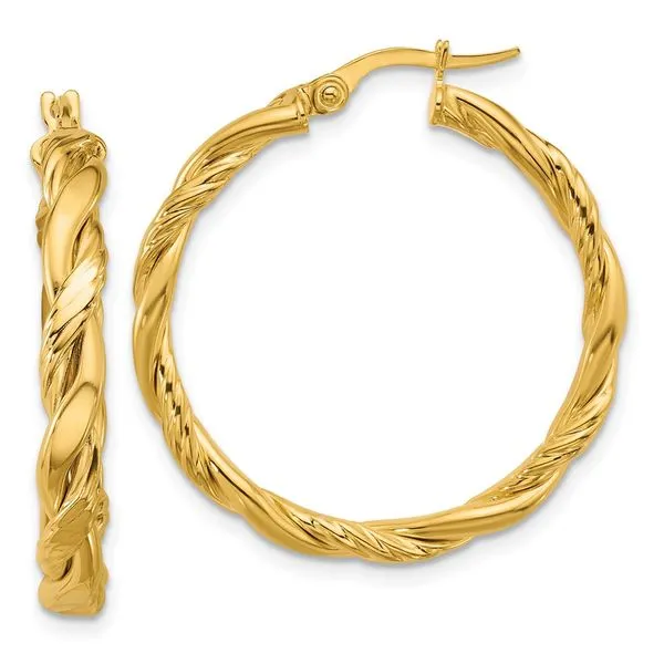 Leslie's 14K Polished and Twisted Round Hoop Earrings Grayson & Co. Jewelers Iron Mountain, MI