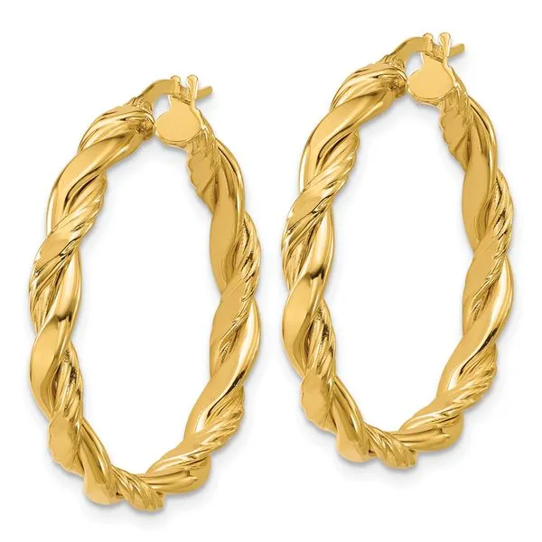 Leslie's 14K Polished and Twisted Round Hoop Earrings Image 2 Grayson & Co. Jewelers Iron Mountain, MI