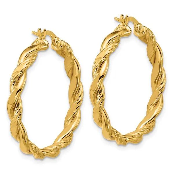 Leslie's 14K Polished and Twisted Round Hoop Earrings Image 3 Grayson & Co. Jewelers Iron Mountain, MI