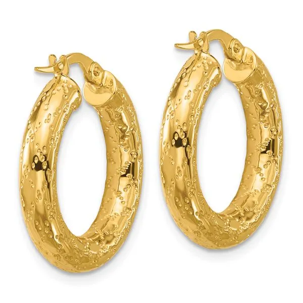 Leslie's 14K Polished Patterned Round Hoop Earrings Image 3 Holly's Jewelry Mountain Home, AR