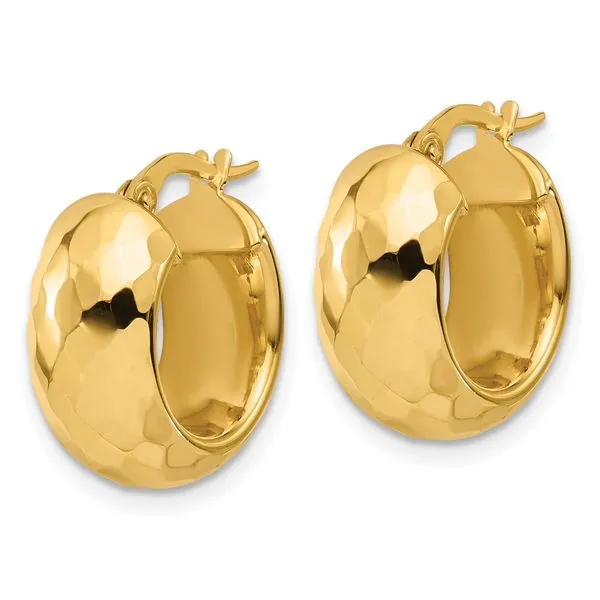 Leslie's 14K Polished and Diamond-cut Hoop Earrings Image 2 Graham Jewelers Wayzata, MN