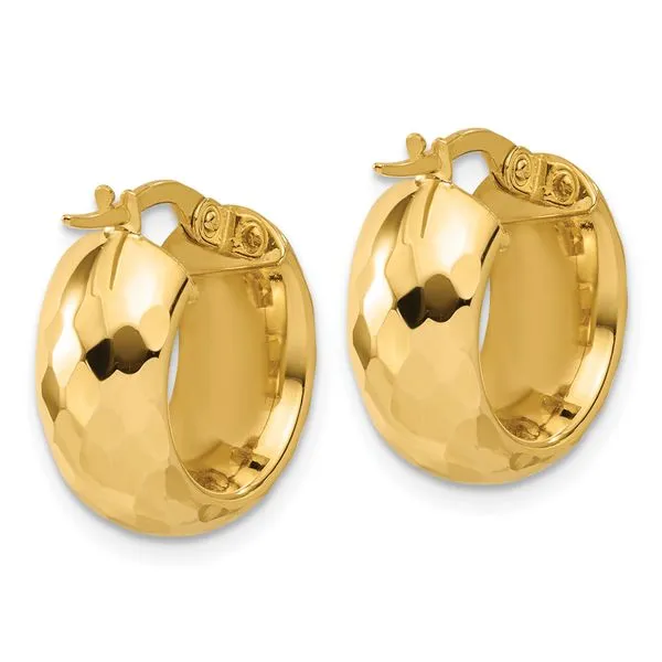 Leslie's 14K Polished and Diamond-cut Hoop Earrings Image 3 Graham Jewelers Wayzata, MN