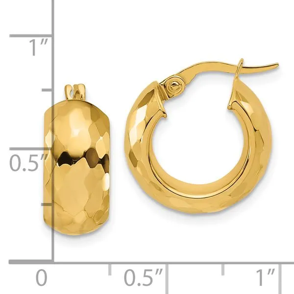 Leslie's 14K Polished and Diamond-cut Hoop Earrings Image 4 Graham Jewelers Wayzata, MN