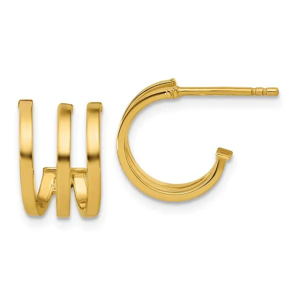 Leslie's 14K Polished 3-row Post J-hoop Earrings Johnson Jewellers Lindsay, ON