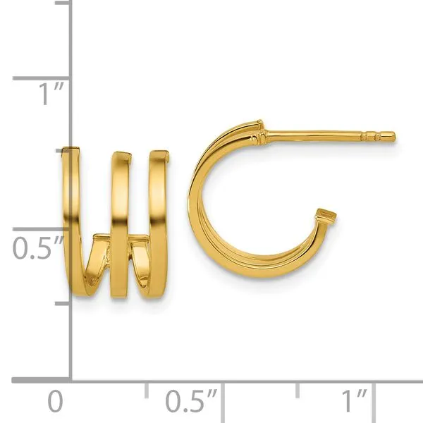 Leslie's 14K Polished 3-row Post J-hoop Earrings Image 4 Johnson Jewellers Lindsay, ON