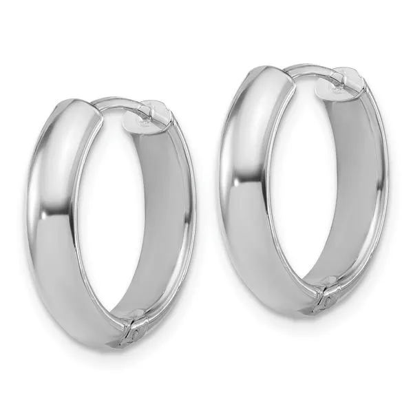 Leslie's' 14K w/White RH-plat Polish/Dia-cut Hinged Hoop Earrings Image 3 Diamonds By Dawn Riverdale, NJ