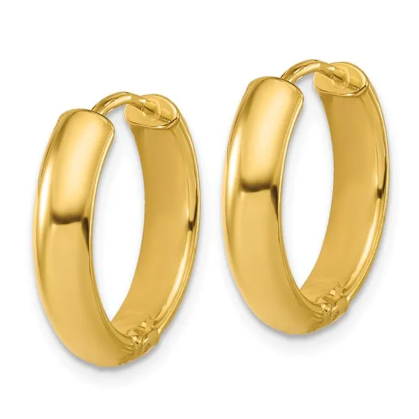 Leslie's' 14K Polished and Dia-cut Hinged Hoop Earrings Image 3 Ask Design Jewelers Olean, NY