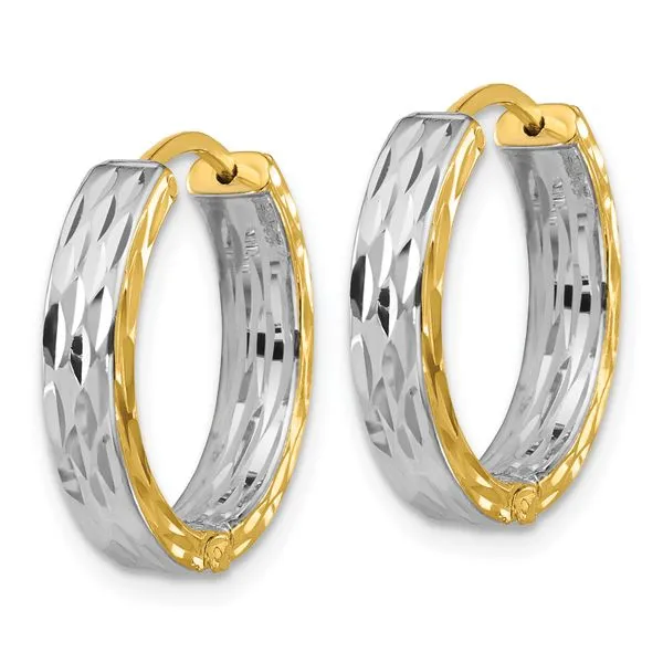 Leslie's 14K w/RH Polish/Dia-cut Square Tube Hinged Hoop Earrings Image 2 Jim's Jewelers Tyler, TX