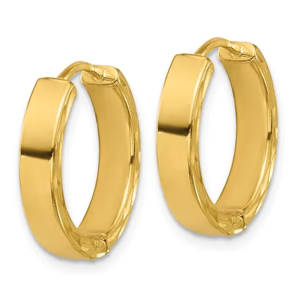 Leslie's 14K w/RH Polish/Dia-cut Square Tube Hinged Hoop Earrings Image 3 Jim's Jewelers Tyler, TX