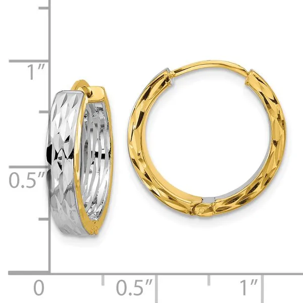 Leslie's 14K w/RH Polish/Dia-cut Square Tube Hinged Hoop Earrings Image 4 Jim's Jewelers Tyler, TX