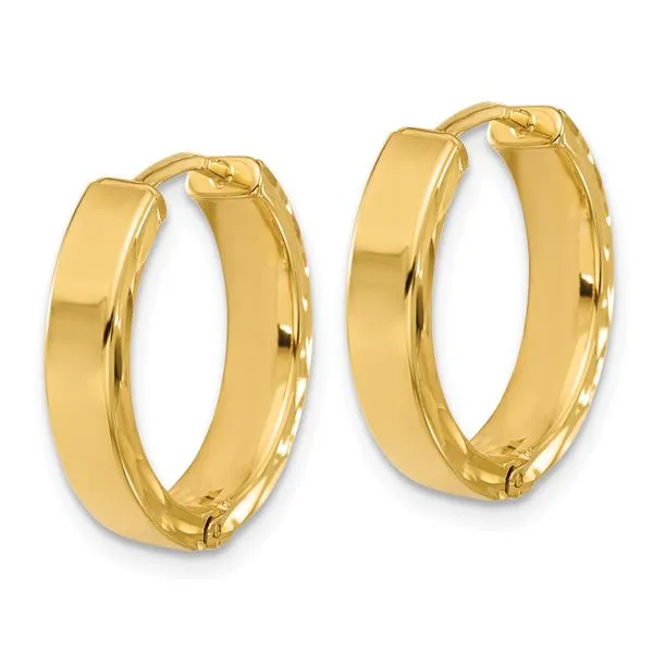 Leslie's' 14K Polished and Dia-cut Square Tube Hinged Hoop Earrings Image 3 Moseley Diamond Showcase Inc Lexington, SC