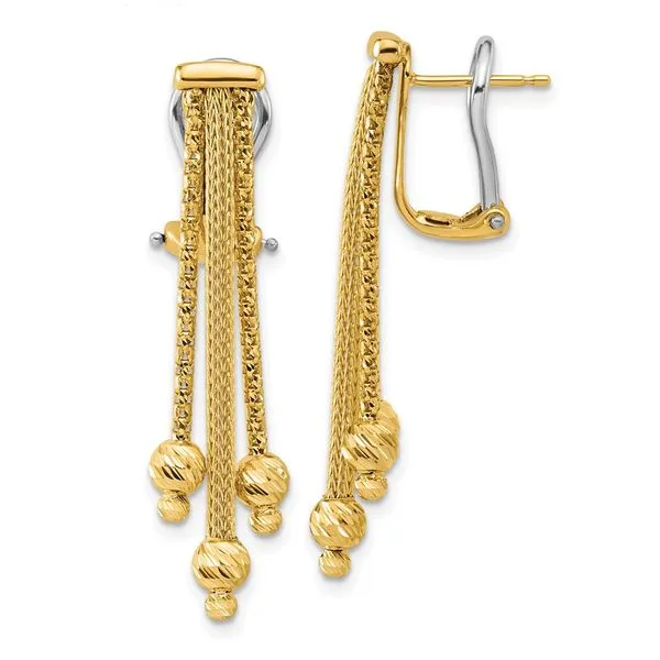 Leslie's 14K Polish/Texture/Dia-cut Fancy Dangle Omega Earrings J. Garett Jewelers Wilmington, NC