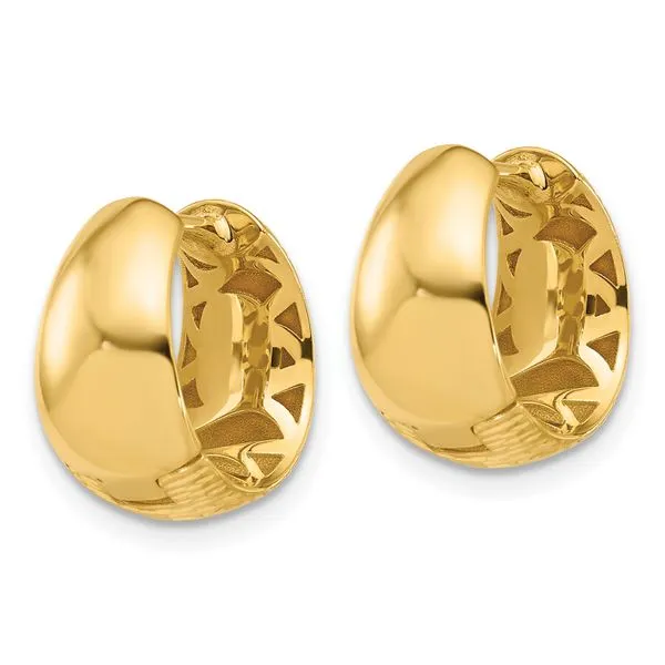 Leslie's 14K Polished and Diamond-cut Huggie Hoop Earrings Image 3 K & Co Family Jewelers Eagle, ID