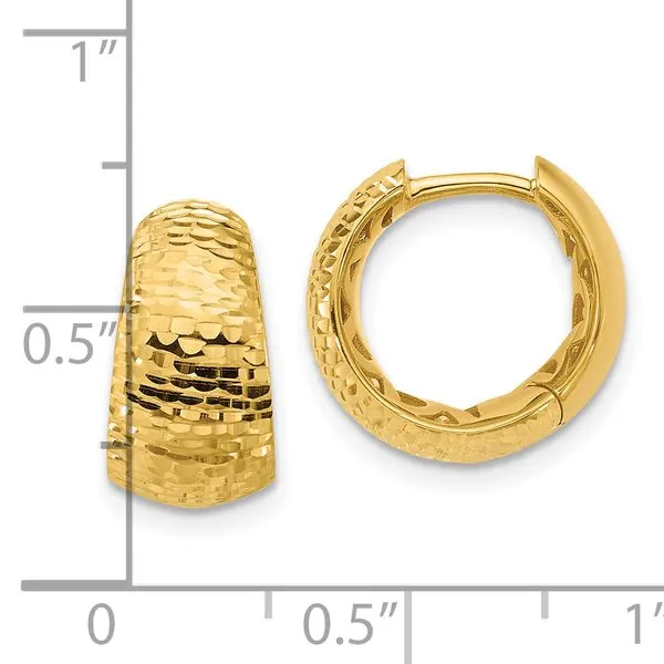 Leslie's 14K Polished and Diamond-cut Huggie Hoop Earrings Image 4 Grayson & Co. Jewelers Iron Mountain, MI