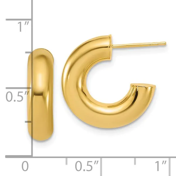 Leslie's 14K Polished J-Hoop Post Earrings Image 4 J. Anthony Jewelers Neenah, WI