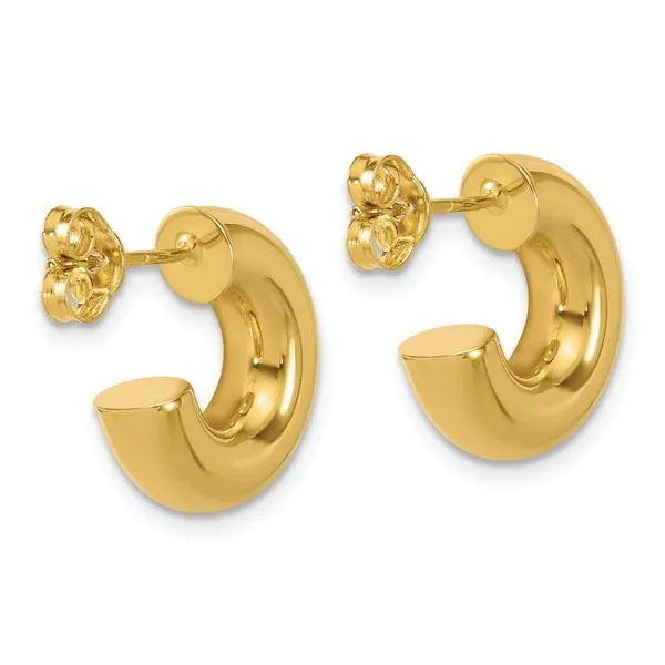 Leslie's 14K Polished J-Hoop Post Earrings Image 3 Quantum Qarat  Phoenix, AZ