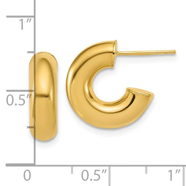 Leslie's 14K Polished J-Hoop Post Earrings Image 4 J. Anthony Jewelers Neenah, WI